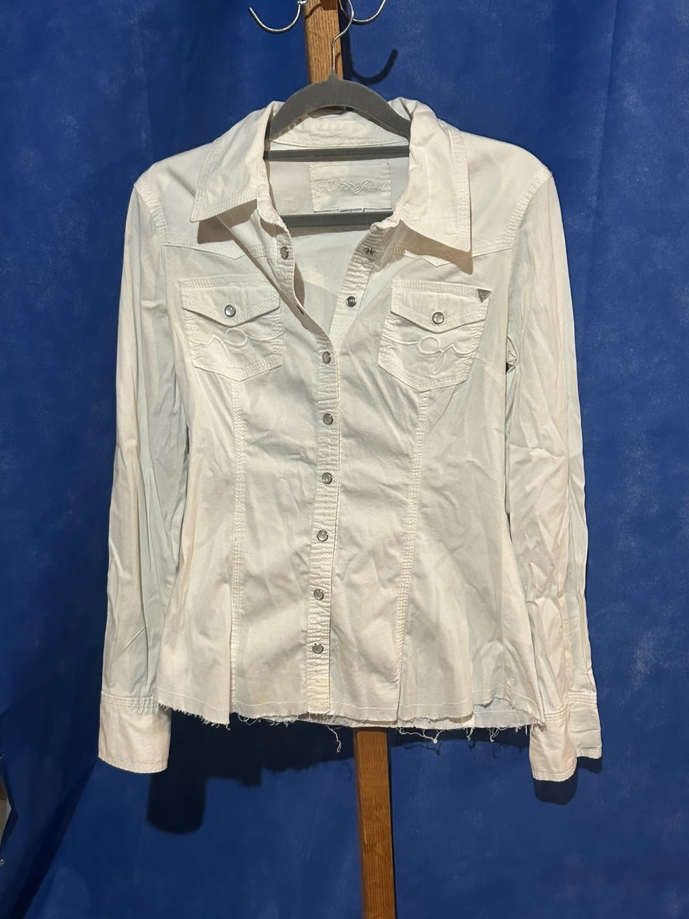 Guess White Button-Down Long Sleeve Shirt